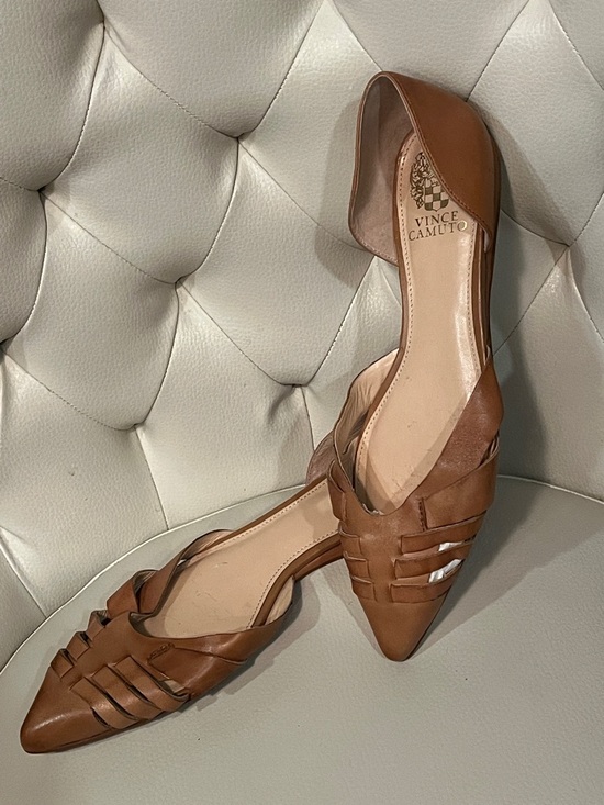 Vince Camuto Shoes - Vince Camuto Women's Tan Leather Pointed D'Orsay Flats Size 8